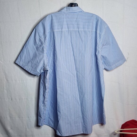 Croft & Barrow Easy Care Blue Stripe SS Button Up Cotton Poly Dress Shirt Sz XXL - Picture 10 of 16